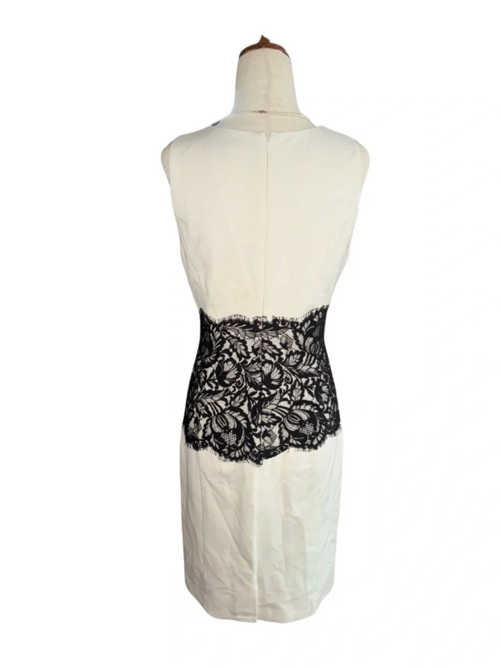 Cream Sheath Dress Black Lace Waist Corset Romantic Dark Academia Cocktail dress